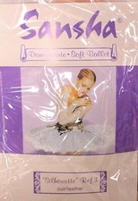 NEW Sansha 3 Silhouette LEATHER PINK split sole ballet shoe w/elastics Sz 8M