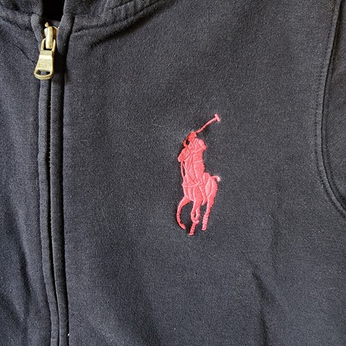 Ralph Lauren Girls Full Zip Hoodie Embroidered Big Pony Logo Blue/Pink Size XL - Picture 3 of 12