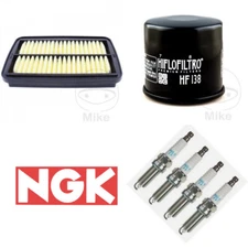Suzuki GSF 650 SUA 05-06 Service Kit Hiflo Air/Oil Filter + NGK Spark Plugs (4)