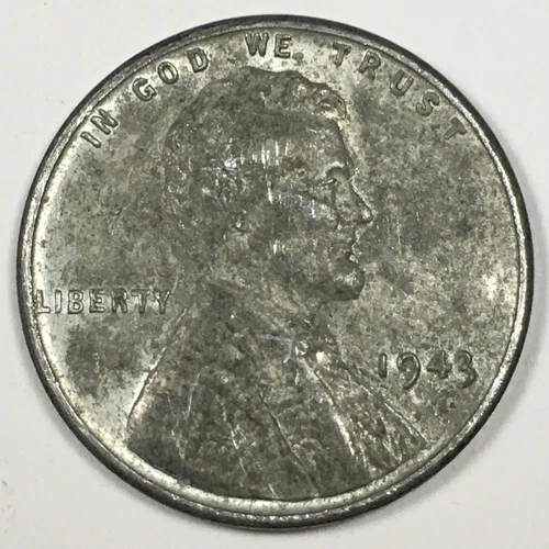 1943 Lincoln Wheat "Steel" Cent Penny - Fine (F) KM#132a - WC43PF
