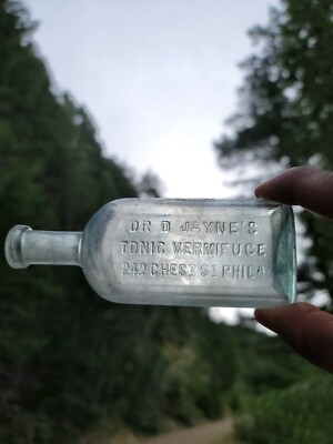 Old Dr. D Jayne's Tonic Bottle!  Antique  Green Philadelphia Cure Bottle!