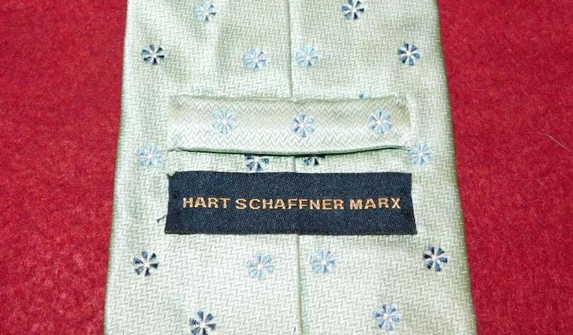 HART SCHAFFNER MARX СДЕЛАНО В США СВЕТЛО-ЗЕЛЕНЫЙ/СИНИЙ ЦВЕТОЧНЫЙ ГАЛСТУК - ДИЗАЙНЕРСКИЕ ГАЛСТУКИ. - Изображение 3 из 3