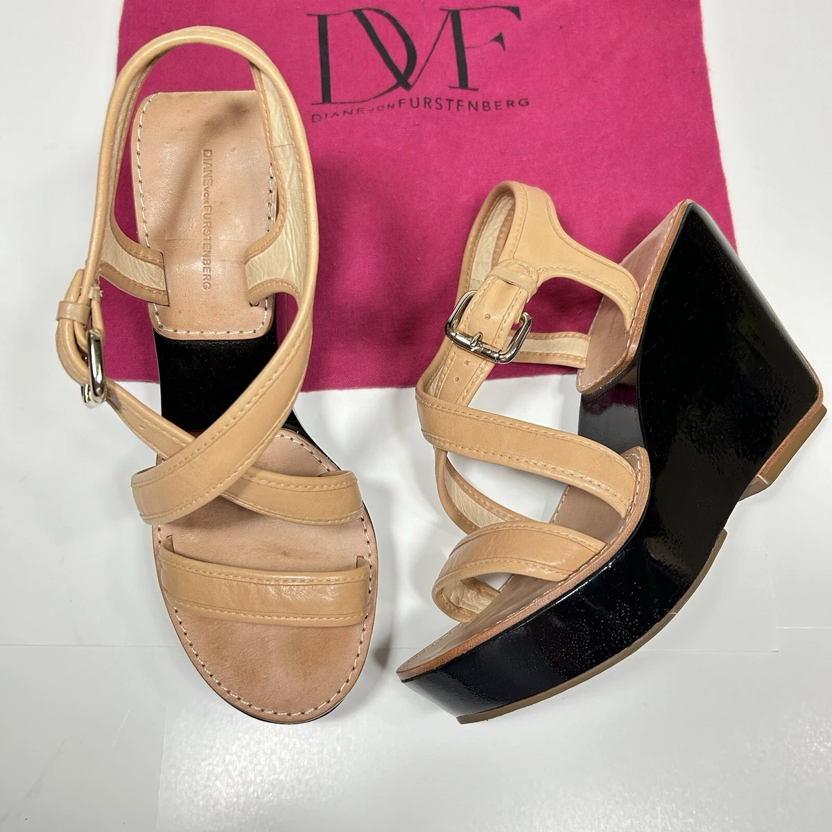 Escarpins / Wedges DIANE VON FURSTENBERG Sudan – Taille 8M (US) – Marron – NEUFS Sans Boîte
