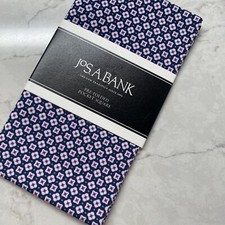 Jos A Bank Pre Folded Pocket Square Blue White Cotton Handkerchief Hanky