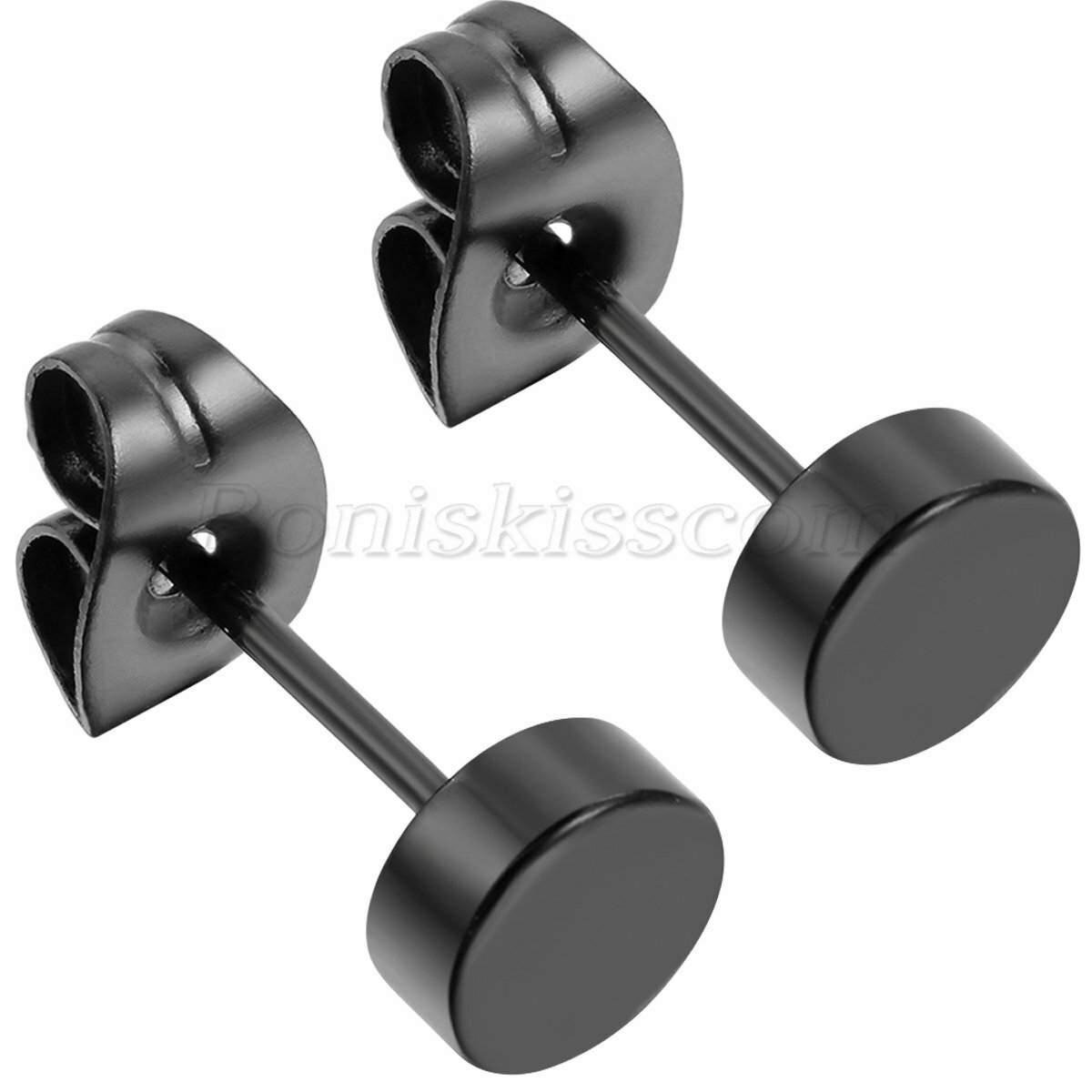 Orecchini Classici Da Uomo E Da Donna In Acciaio Chirurgico Con Borchie Nere E Chiusura A Vite - Italia - Foto 2