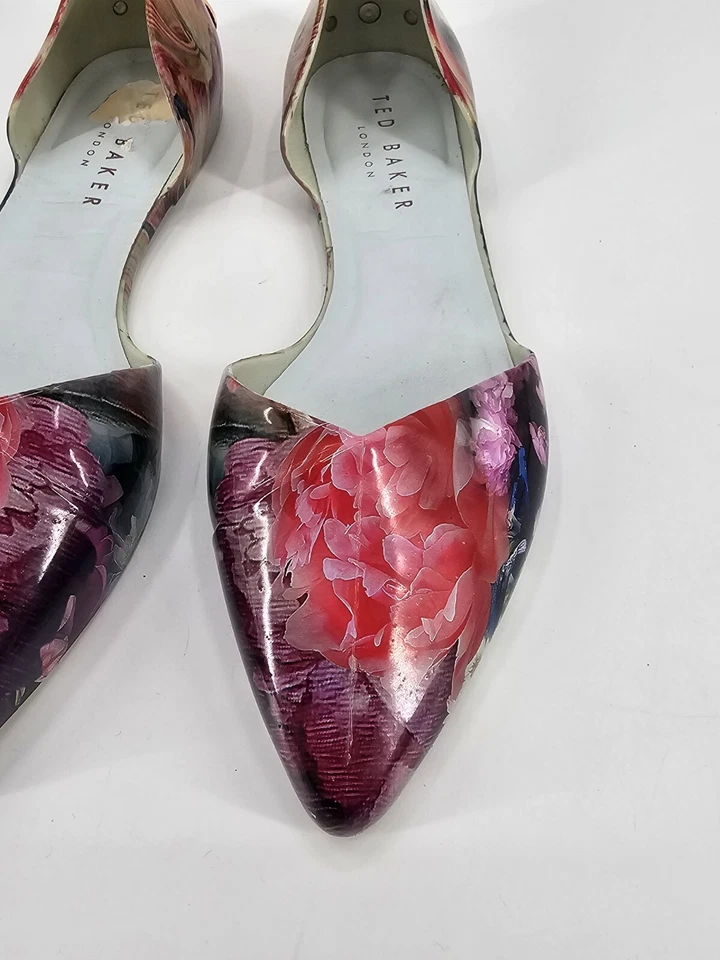 Zapatos planos Ted Baker para mujer Rikyu Dorsay sin cordones florales punta en punta 7,5 múltiples Foto 4 de 4