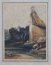 Albert MURET (1874-1955) Attributed To Goauche Ancienne Paysage Montagne Suisse