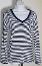 GAP Woman's The Bowery Navy White Striped Casual Blouse Top Size S