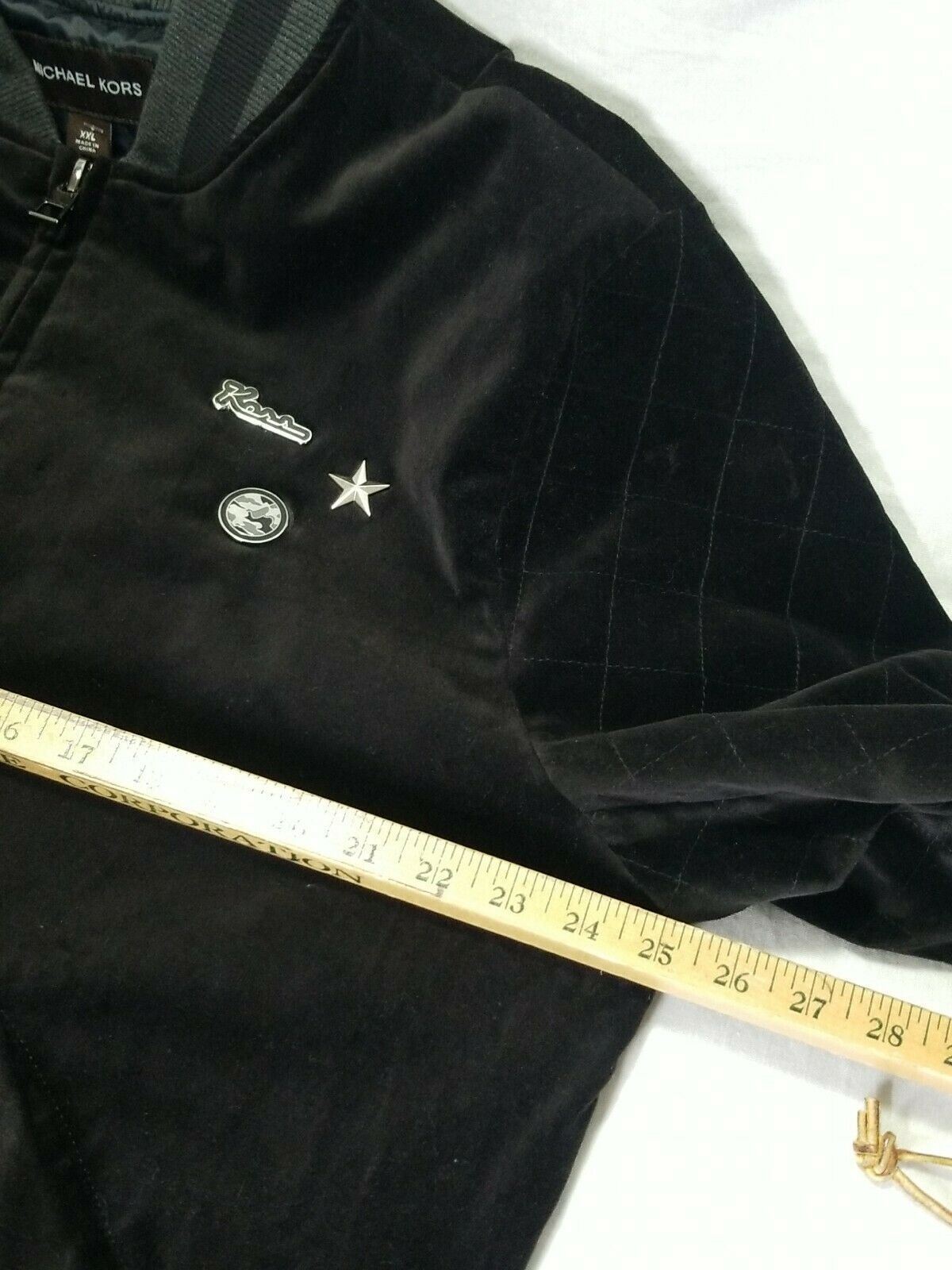 Michael Kors Jacket SZ 2XL Bomber Velvet Men's Regular Fit Black Grey NEW $400 image 9