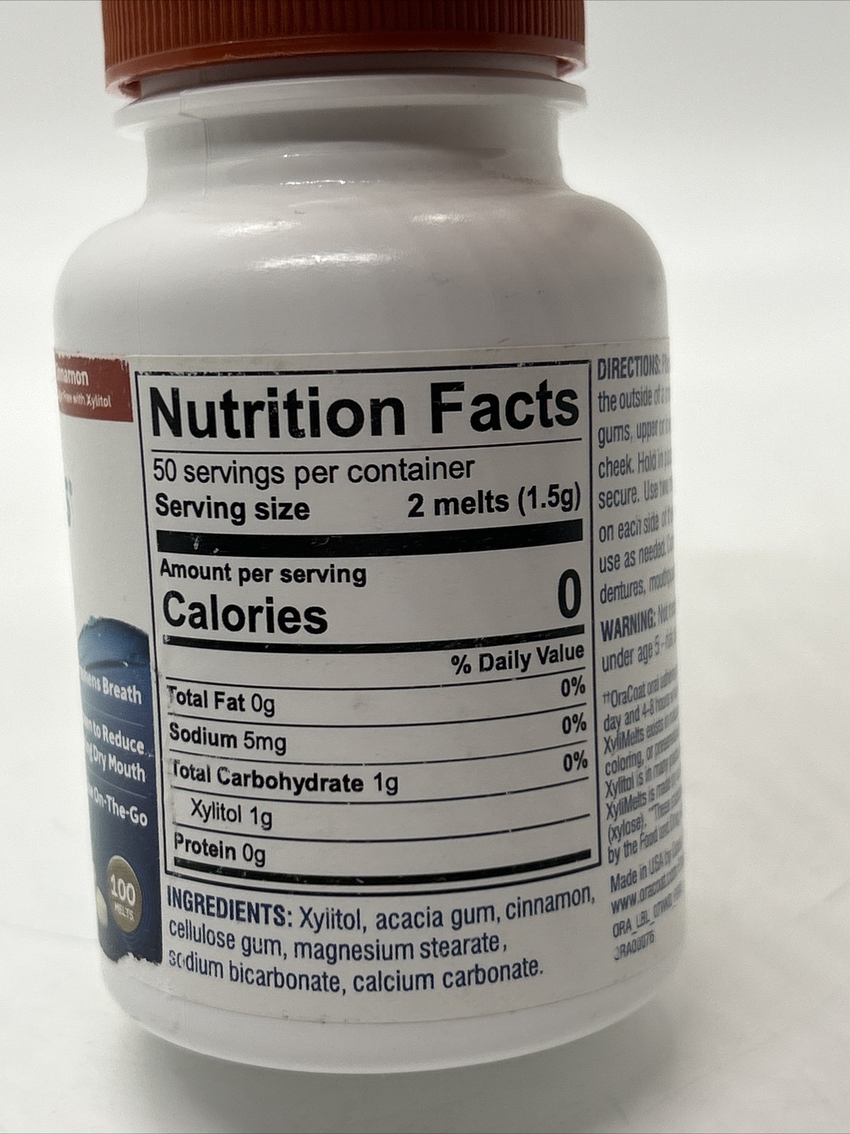 Xylimelts Dry Mouth Oral Adhering Discs Cinnamon with Xylitol, 100ct