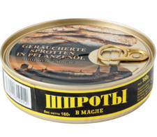 Geräucherte Sprotten in Pflanzenöl 160g Fischkonserven