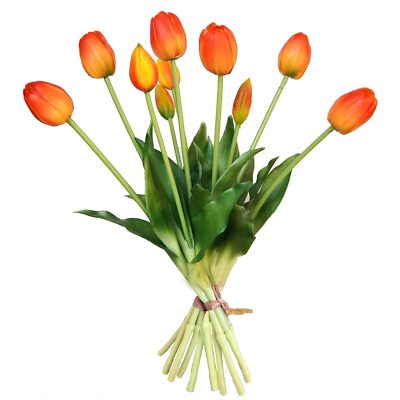 10Pcs Fake Tulips Orange Artificial Flower Real Touch Home Wedding Decoration