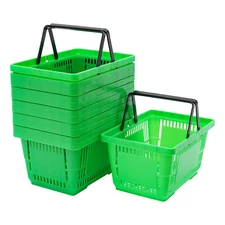 12PCS 18L Mesh Shopping Baskets with Handles Plastic Shopping Basket Portable