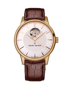 Claude Bernard Reloj Automático Esqueleto Esfera Blanca-VENTANA/Correa  Marrón cb209 | eBay