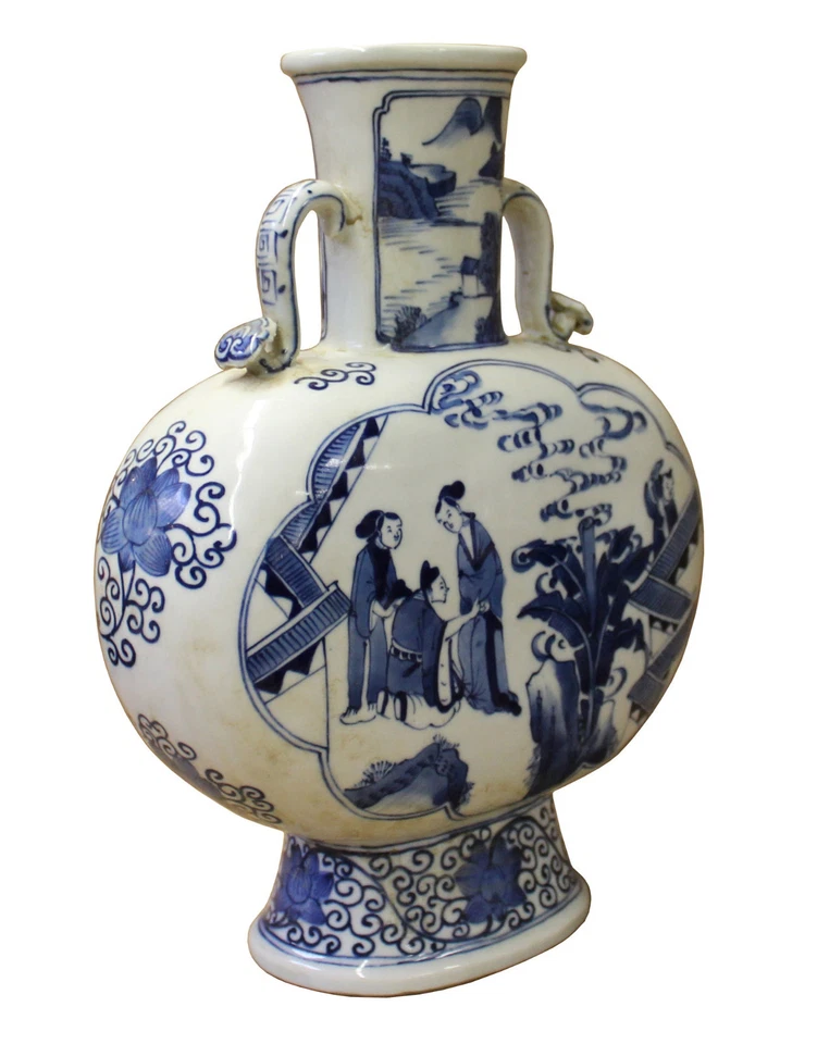 Китайская сине-белая фарфоровая ваза в форме фляги cs3025 - Изображение 2 из 4