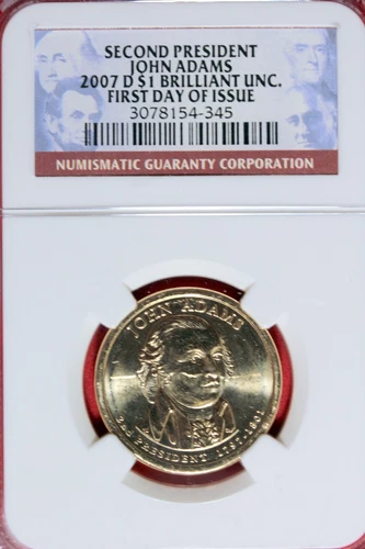2007 - D NGC FIRST DAY OF ISSUE JOHN ADAMS DOLLAR!!  #B48295