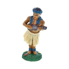 Hawaiian Hula Ukulele Man Dashboard Doll 4" Car Doll Sticky Base Spring Moving