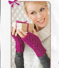 CABLED MITTS FINGERLESS GLOVES WOMEN'S CROCHET PATTERN INSTRUCTIONS