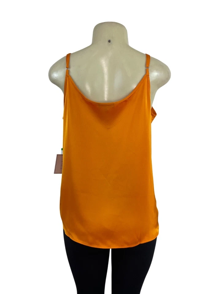 Top camisola satinada plisada cuello en V naranja sin mangas talla L 1.State para mujer - Nuevo Foto 3 de 4