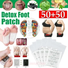 50X Bamboo Foot Detox Patches Pads Toxins Deep Cleansing Herbal Organic Slimming