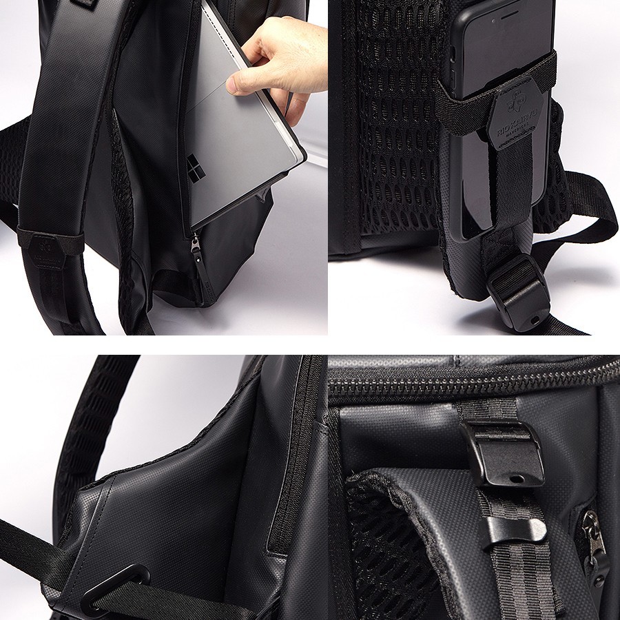 Riokairyu Black leather laptop backpack | eBay