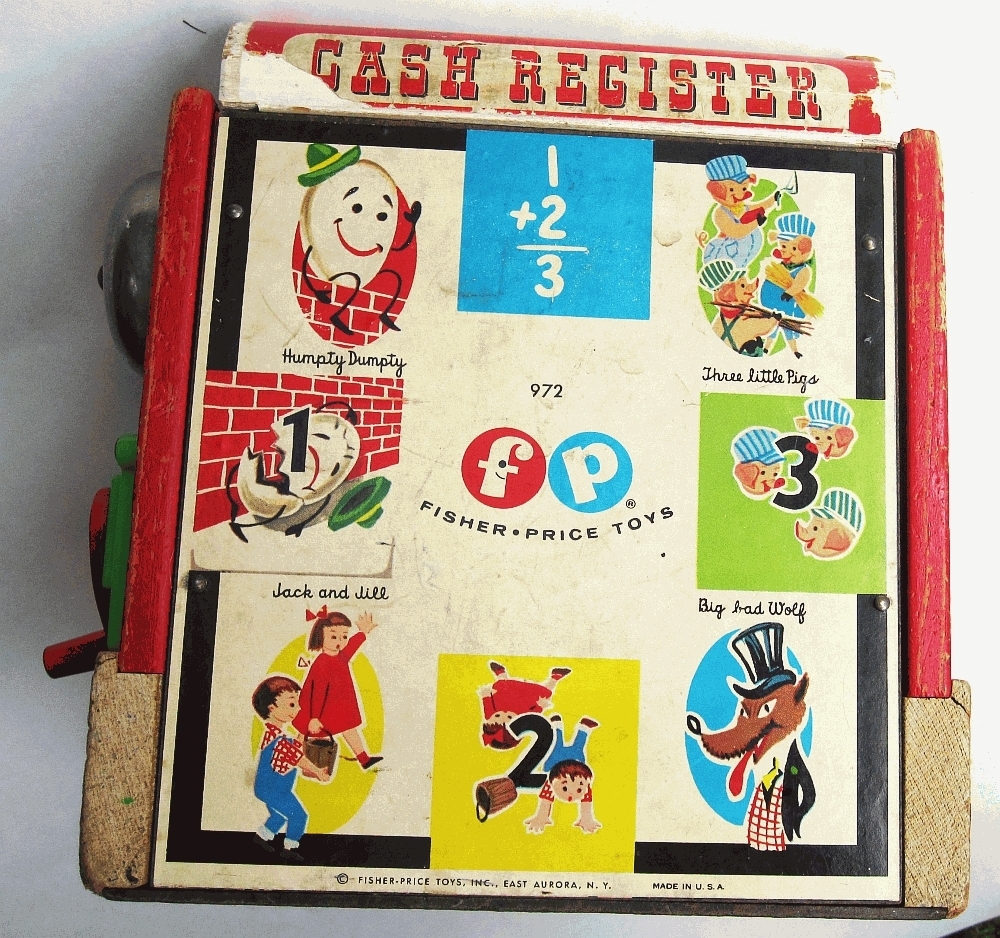 как выглядит Fisher Price Cash Register Vintage 1960s 972 Wood Toy Works Wooden No Coins фото