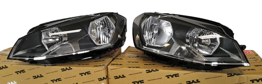 Bloc optique avant pour VW Golf VII chrome noir avec reglage electrique H7 H15 complet