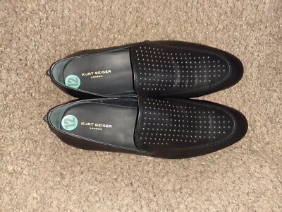 KURT GEIGER-Black Leather-Palermo Silver Studded Venetian Loafers-Sz 45/12-NWOB KURT GEIGER-Black Leather-Palermo Silver Studded Venetian  main image 4