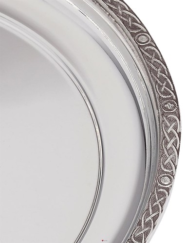 Bandeja de peltre redonda mediana 240 mm de ancho patrón celta perfecto para grabar - Imagen 3 de 4
