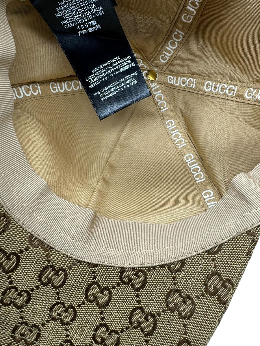 The North Face Gucci GG All Over Logo Baseball Cap Hat Khaki The North Face Gucci GG All Over Logo Baseball Cap Hat Khaki
