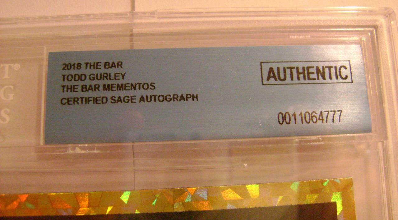 TODD GURLEY GAME USED FOOTBALL RELIC 1/1 AUTO BECKETT 10 THE BAR MEMENTOS 2018 view 5