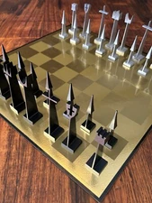 Vintage MCM Chess Set Austin Cox designed Alcoa 1962 with ORIGINAL BOARD