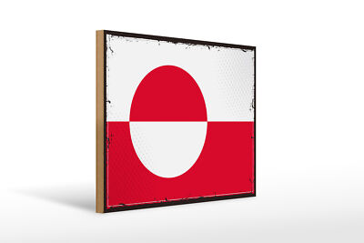 Holzschild Flagge Grönlands 40x30 cm Retro Flag Greenland Schild wooden sign
