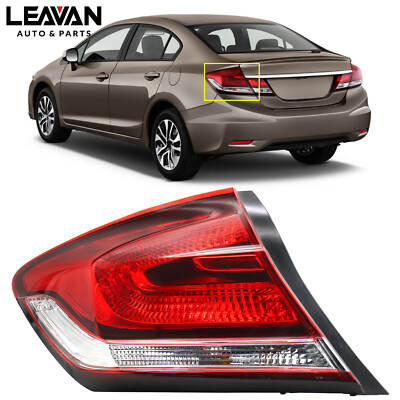 Outer Tail Light Left Driver Side Assembly Fits Honda Civic Sedan 13-15