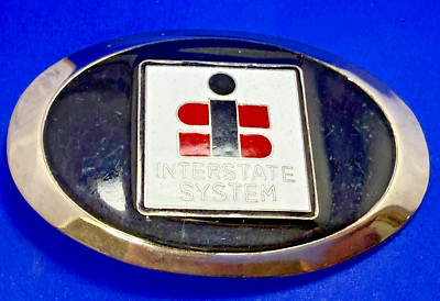 INTERSTATE SYSTEM Vintage Company Promotional Enameled Oval Belt Buckle