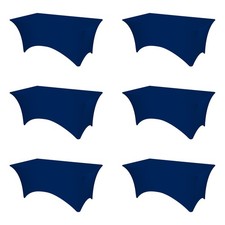 6 Pack Navy Blue Spandex Table Covers for 6 Ft Rectangle Tables - 180 GSM Thi...