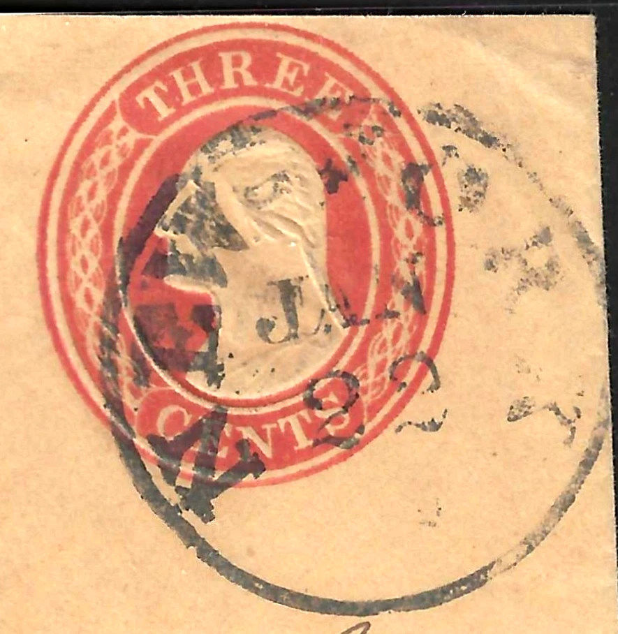 New York Untyped 3 Cent Washington Postal Stationary Corner 1850's US 81B53 - Image 2 of 2