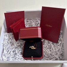 CARTIER Small White, Yellow, Rose Gold and Diamond Trinity Ring size 44