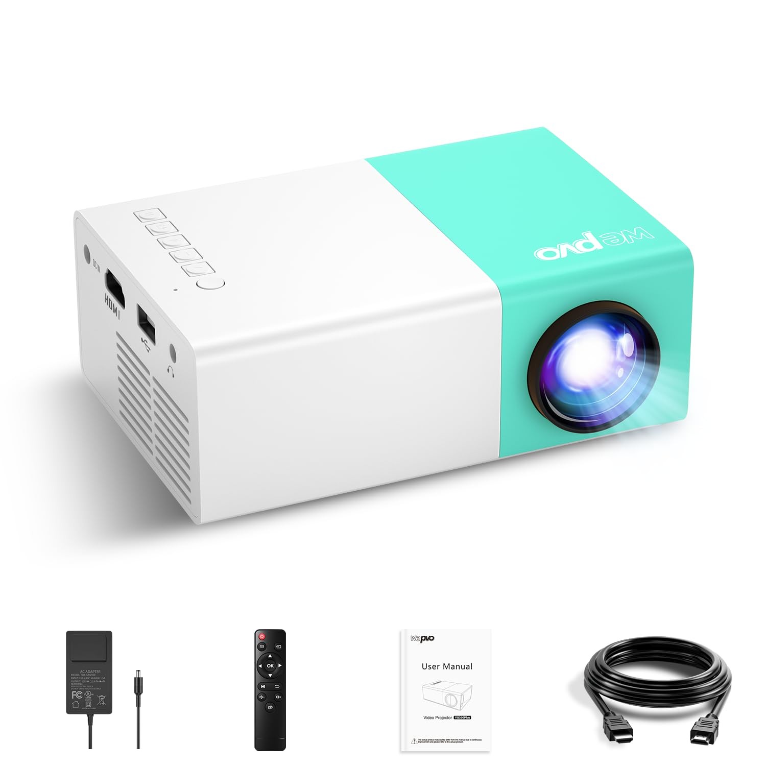 wepvo Projector Mini Portable Outdoor Movie YG300Plus, Green