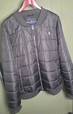 US Polo Assn Mens Jacket Coat Puffer Down Parka NO HOOD Sz 3XL black 