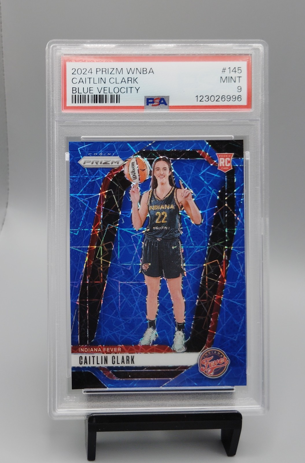 2024 Panini Prizm WNBA Caitlin Clark Blue Velocity Variation PSA 9 MINT RC #145