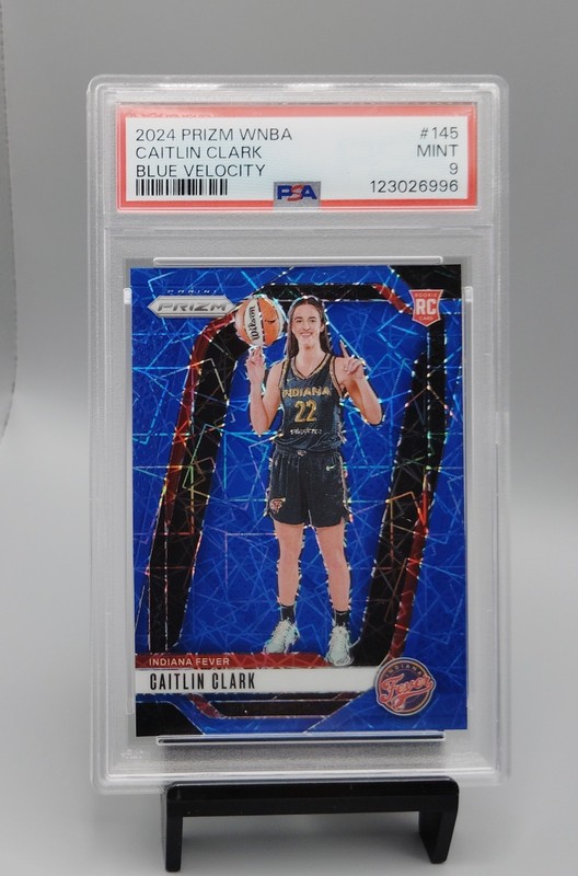 2024 Panini Prizm WNBA Caitlin Clark Blue Velocity Variation PSA 9 MINT RC #145
