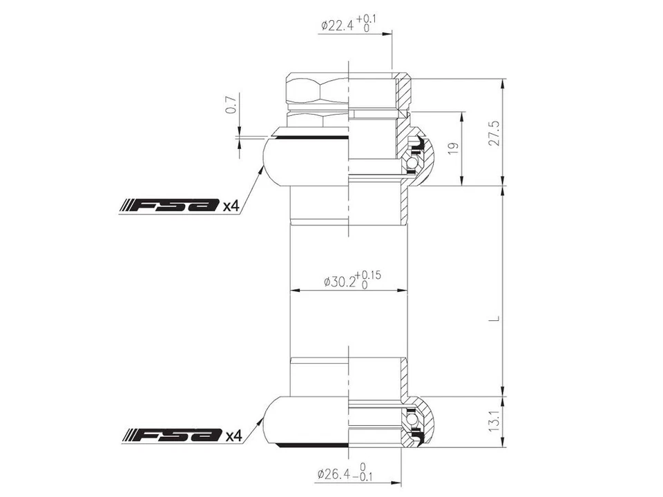 FSA Duron X 1" Threaded Bike Headset Sealed Bearing 1 inch 22.4/26.4mm Silver - Image 4 of 4