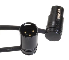 Low-Profile Right-Angle 3-Pin XLR Male to Female Adjustable-Angle Cable