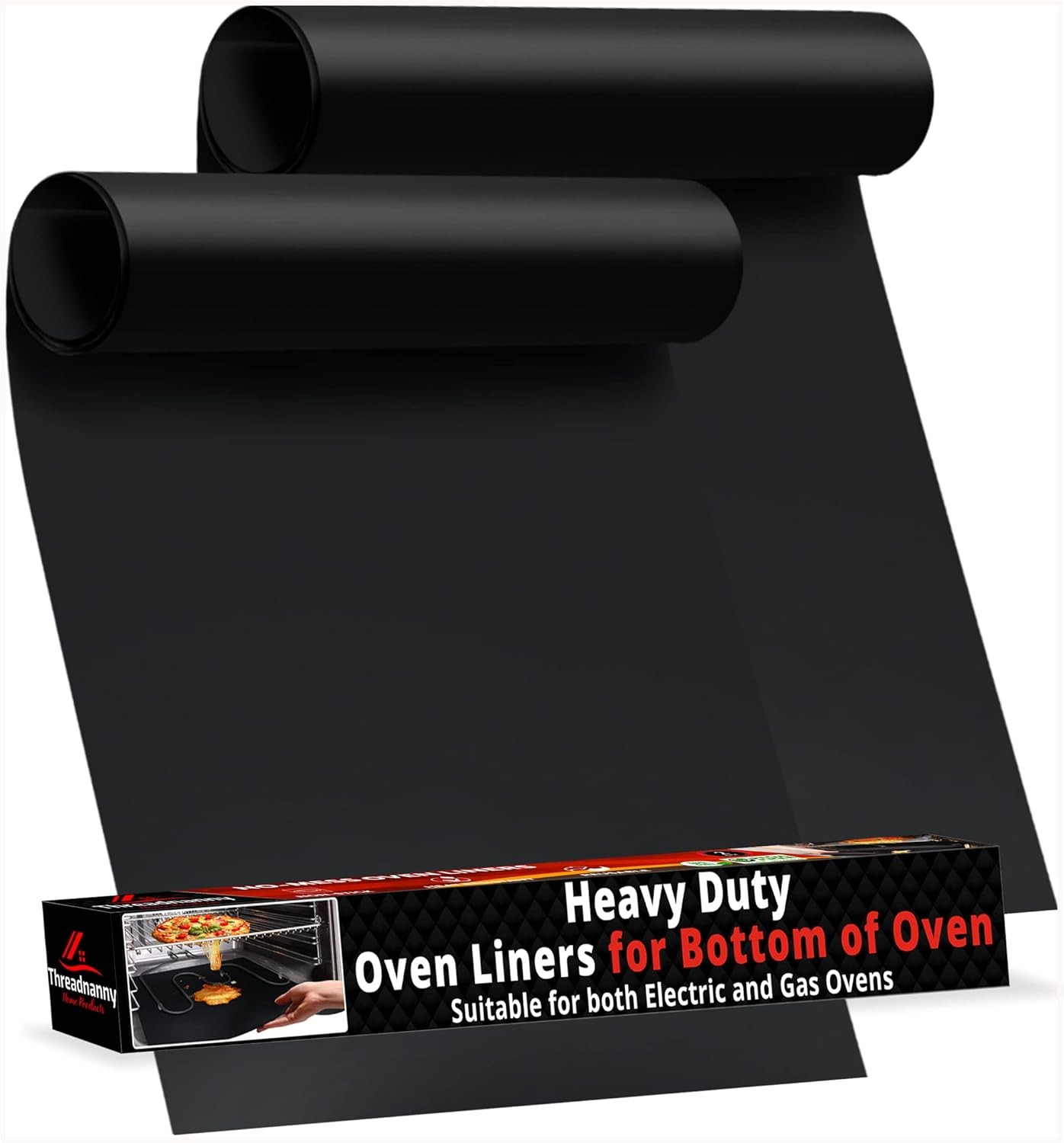 2 Pack Large Thick Heavy Duty Non Stick Teflon Oven Liners Mat, 2 Pack, Black 