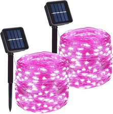 2 Pack Total 200 LED 66FT Solar Powered Copper Wire String Lights Outdoor