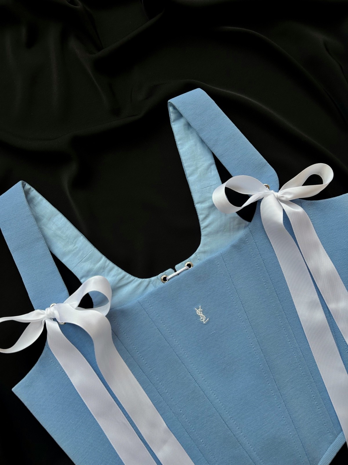 Corset is Altered from polo YSL / Handmade Crop Top Yves Saint Laurent thumbnail 6