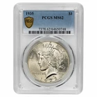 1935 Silver Peace Dollar $1 PCGS MS 62