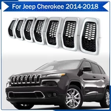For Jeep Cherokee​ 14-18 Front Grille Assembly Factory Style Chrome+Black 7PC