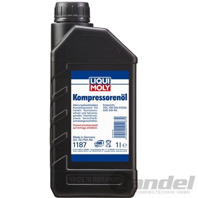 1x 1L LIQUI MOLY 1187 KOMPRESSOR KOMPRESSORENÖL SAE 5W40 DIN 51506 VDL 100